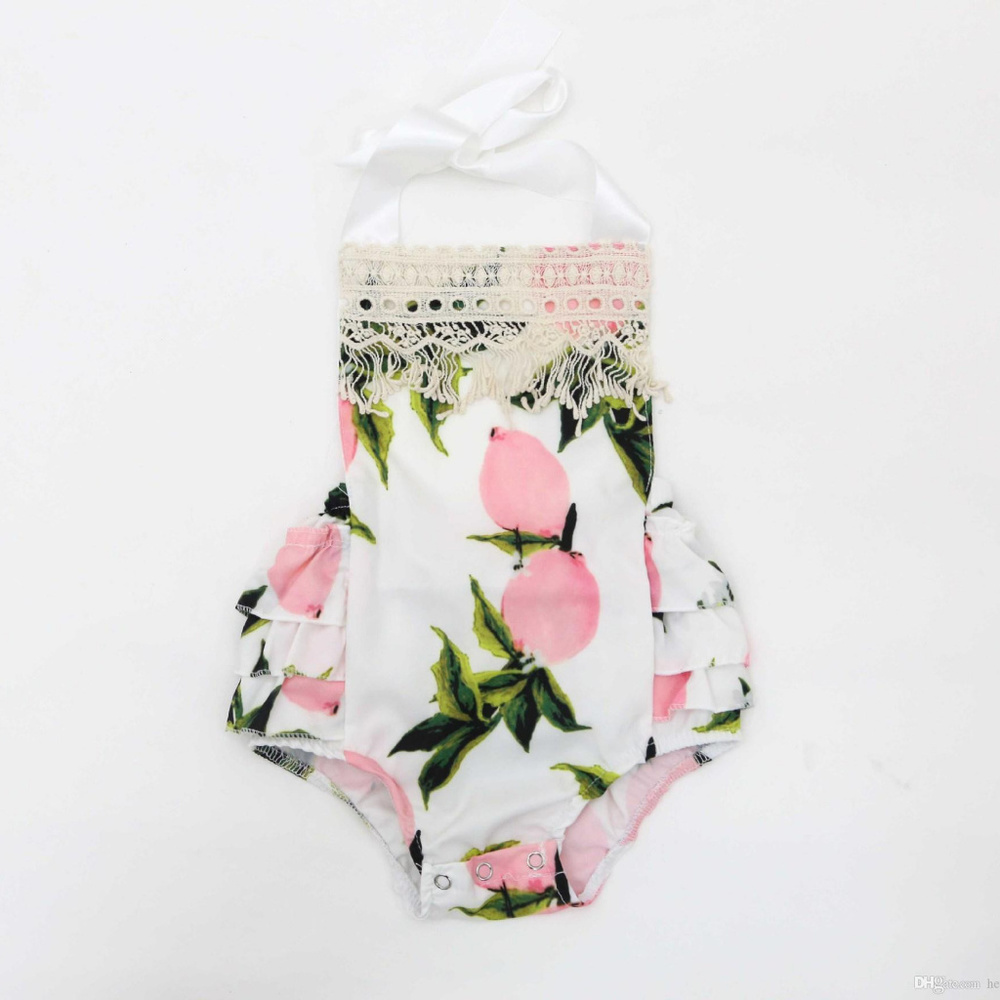Baby Girl Halter Romper With Headband.